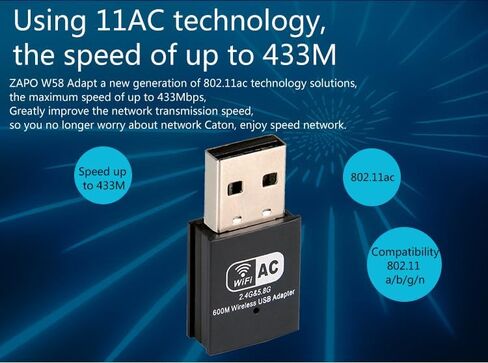 JAPOO RTL8811AU WiFi Wireless USB WiFi Adapter for Desktop PC and Laptop,600Mbps High Gain Dual Band 5dBi Antenna 5.8G/2.4G WiFi Adapter,Supports Win7/8/11/10/Linux (No Antenna) in Kuwait