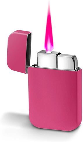Torch Windproof Lighter, Pink Flame Fun Glittery Refillable Butane Pocket Novelty Lighter for Girls Teens Gift,Daily Use, Birthdays, Anniversary, Candle, Camping(Butane Not Included) (White&Pink) in Saudi Arabia