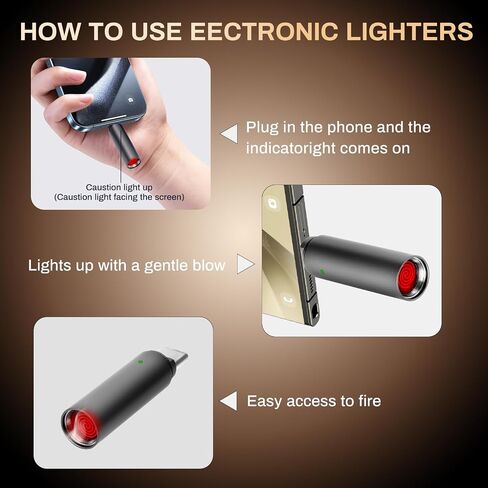 Portable and Lightweight USB Type-C Electric Lighter, which has no Flame, no Gas, no Battery and is Windproof, can be Used by Connecting The Charging Port of The Mobile Phone. (Grey) in Kuwait