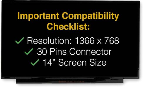 شاشة بديلة لشاشة HP 14-DQ2078WM 30 Pins HD 1366x768 Matte LED LCD مع الأدوات والشريط in Saudi Arabia