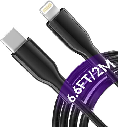 6.6Ft USB C to Lightning Cable Pet Proof iPhone Charger Metal Cord - MFi Metal Braided iPhone Charger Fast Charging 60W, Chew Proof Charging Cable with Data Sync Carplay for iPhone 14 13 12 11 XS XR 8 in Saudi Arabia