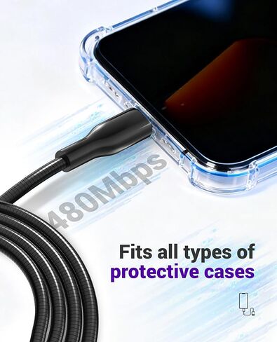 6.6Ft USB C to Lightning Cable Pet Proof iPhone Charger Metal Cord - MFi Metal Braided iPhone Charger Fast Charging 60W, Chew Proof Charging Cable with Data Sync Carplay for iPhone 14 13 12 11 XS XR 8 in Saudi Arabia