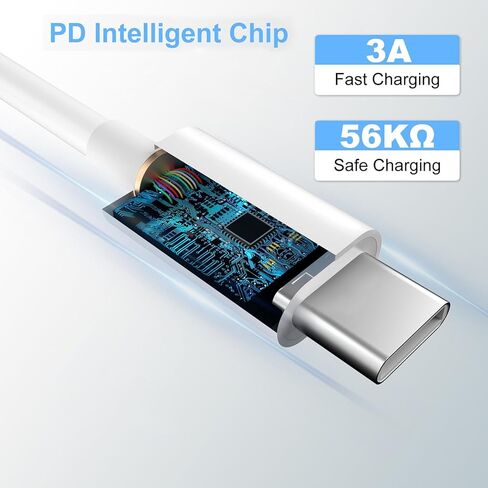 عبوتان من كابلات الشحن لهواتف iPhone 17 16 15 14 13 12 11، متوافقة مع جميع موديلات iPhone Plus Max Pro Max، USB من النوع C+Lighting، سلك شحن USB C+Type C iPhone (أبيض C 2 L-ning) in Kuwait