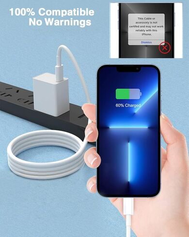 عبوتان من كابلات الشحن لهواتف iPhone 17 16 15 14 13 12 11، متوافقة مع جميع موديلات iPhone Plus Max Pro Max، USB من النوع C+Lighting، سلك شحن USB C+Type C iPhone (أبيض C 2 L-ning) in Kuwait