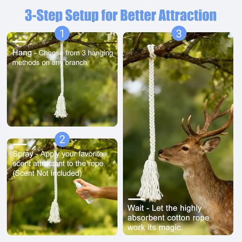 2 Pack 26.7 Inch Hemp Scrape Rope with 59 Inch Steel Wire Rope，Cotton Highly Absorbent Scent Rope for Deer，Hunting Accessories for Outdoor Enthusiasts & Hunter Gifts in Saudi Arabia