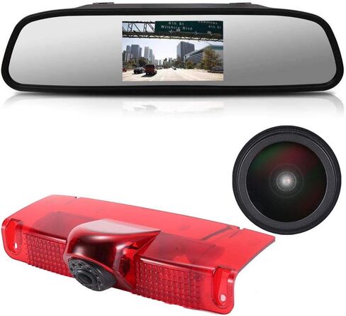 HD 1280 × 720 بكسل 1000 خط تلفزيون، ضوء الفرامل الثالث، كاميرا احتياطية للكاميرا + 4.3 بوصة استبدال مرآة LCD لسيارة شيفروليه إكسبريس جي إم سي تشيفي سافانا إكسبورر فانس كارجو فان 2003-2018 in Kuwait
