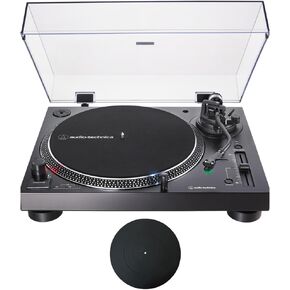 Audio-Technica AT-LP120XUSB-BK القرص الدوار ذو المحرك المباشر التناظري وUSB، حزمة سوداء مع Deco Gear Universal 12 بوصة من مطاط السيليكون القرص الدوار in Kuwait