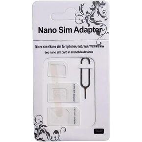 SIM Card Adapter, 4-in-1 SIM Converter Kit Nano/Micro/Standard with Tray Eject Pin - 1 Pack,White in Saudi Arabia