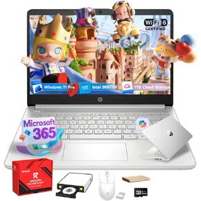 HP 14 Inch Laptop for Business, Intel N150 Processor, 16GB RAM, 386GB Storage(128GB UFS+256GB MSD), Windows 11 Pro, Copilot-AI, 1 Year Office 365, Wi-Fi 6, Laptop Computer w/REDRAGON Bundle(Purple) in Kuwait