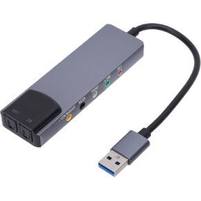 بطاقة صوت خارجية USB PUSOKEI، بطاقة صوت بصرية خارجية 48 كيلو هرتز مع وظيفة التسجيل الرقمي، ميكروفون / 3.5 ملم صوت/مدخل ألياف بصرية، لأنظمة الصوت المحيطي 5.1 و7.1 in Kuwait