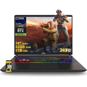 msi Vector 16 HX AI Gaming Laptop 16" QHD+ IPS 240Hz Intel 20-core Ultra 7 255HX (>i9-14900HX) 32GB DDR5 1TB SSD GeForce RTX 5070 Ti RGB Backlit Thunderbolt5 Win11 ICP Hub w/Copilot AI PC in Kuwait