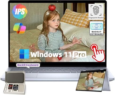 Dell 2-in-1 Business Student Laptop - Intel Core 7 150U CPU, Copilot-AI, 14" FHD+ Touchscreen, 64GB DDR5 RAM, 4TB SSD, Intel Graphics, Fingerprint, Windows 11 Pro, Copilot AI, w/Accessories in Saudi Arabia