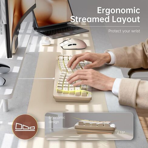 لوحة مفاتيح الألعاب 7KEYS TKL، سلكية 84 مفتاحًا بإضاءة خلفية RGB، كابل من النوع C قابل للفصل والثبات، هادئ للكتابة، مريح للكمبيوتر المكتبي والكمبيوتر المحمول Mac Gamer in Kuwait