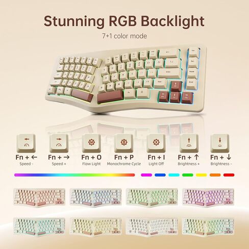 لوحة مفاتيح الألعاب 7KEYS TKL، سلكية 84 مفتاحًا بإضاءة خلفية RGB، كابل من النوع C قابل للفصل والثبات، هادئ للكتابة، مريح للكمبيوتر المكتبي والكمبيوتر المحمول Mac Gamer in Kuwait