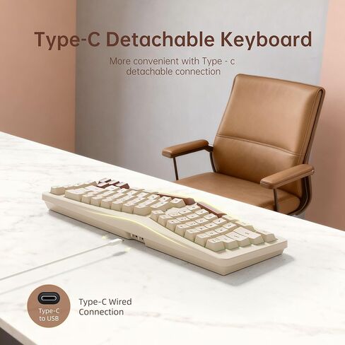 لوحة مفاتيح الألعاب 7KEYS TKL، سلكية 84 مفتاحًا بإضاءة خلفية RGB، كابل من النوع C قابل للفصل والثبات، هادئ للكتابة، مريح للكمبيوتر المكتبي والكمبيوتر المحمول Mac Gamer in Kuwait