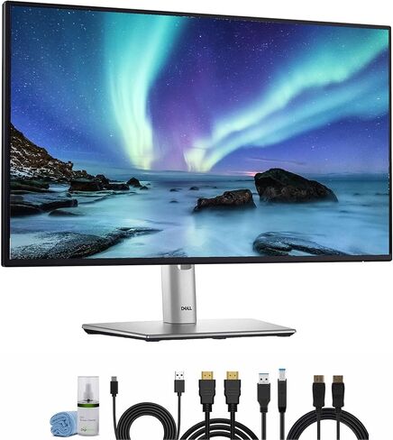 شاشة Dell P2725H مقاس 27 بوصة عالية الدقة (1920 × 1080) IPS LED 100 هرتز | شاشة Comfortview Plus، قابلة لضبط الارتفاع ومضادة للتوهج + كابل USB-C + مجموعة أدوات التنظيف in Kuwait
