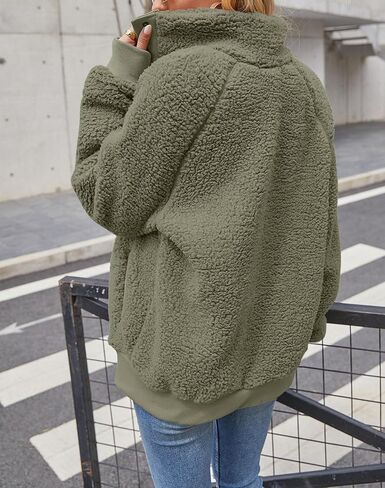 MEROKEETY Womens Winter Long Sleeve Button Sherpa Jacket Coat Pockets Warm Fleece in Saudi Arabia