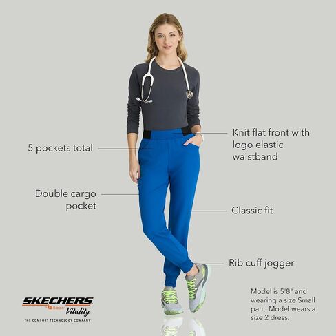 BARCO Skechers Vitality Electra Scrub Jogger for Women - Yoga Style Jogger, Mid-Rise, 4-Way Stretch Women's Scrub Pant in Kuwait