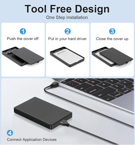 2.5" External Hard Drive Enclosure,5Gbps SATA to USB 3.0 Adapter Tool-Free External Hard Disk Case for 2.5 inch SATA HDD SSD 9.5mm 7mm，4TB Capacity in Saudi Arabia