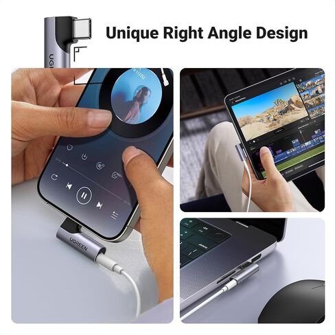 UGREEN USB Type C to Headphone Adapter Right Angle USB C to 3.5mm Audio Adapter Bundle with 3.5mm Audio Cable Braided 4-Pole in Saudi Arabia