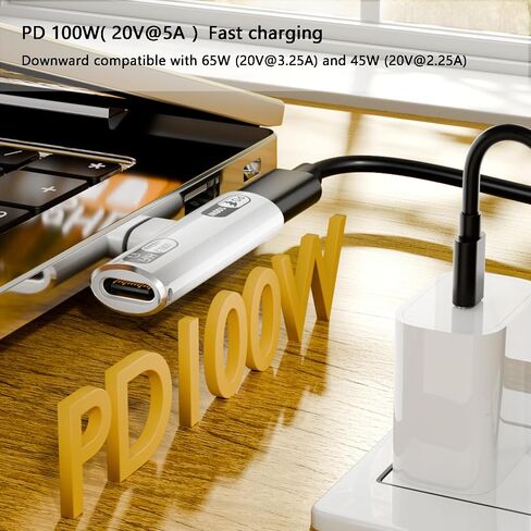 محول USB C 1 في 2 مخرج USB-C لسماعات الرأس والشحن، PD 100 واط شحن سريع وتحويل الصوت ونقل بيانات USB 3.2 بسرعة 10 جيجابت في الثانية - أبيض in Kuwait