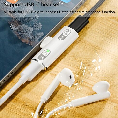 محول USB C 1 في 2 مخرج USB-C لسماعات الرأس والشحن، PD 100 واط شحن سريع وتحويل الصوت ونقل بيانات USB 3.2 بسرعة 10 جيجابت في الثانية - أبيض in Kuwait