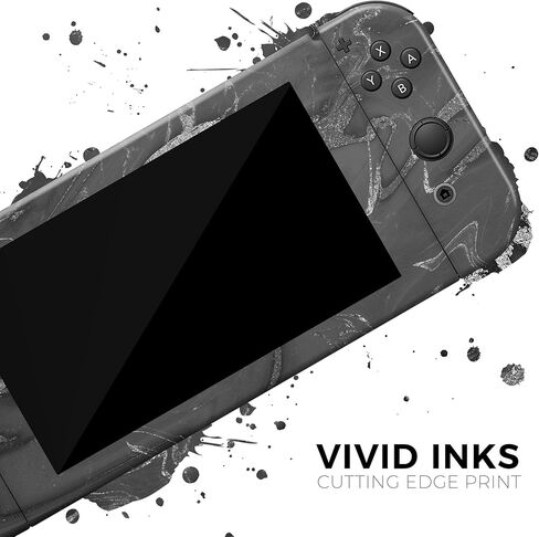 Design Skinz - Compatible with Nintendo Switch OLED Dock Only - Skin Decal Protective Scratch-Resistant Removable Vinyl Wrap Cover - Black & Silver Marble Swirl V7 in Kuwait