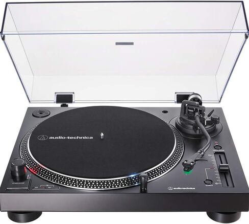 Audio-Technica AT-LP120XUSB-BK القرص الدوار ذو المحرك المباشر التناظري وUSB، حزمة سوداء مع Deco Gear Universal 12 بوصة من مطاط السيليكون القرص الدوار in Kuwait