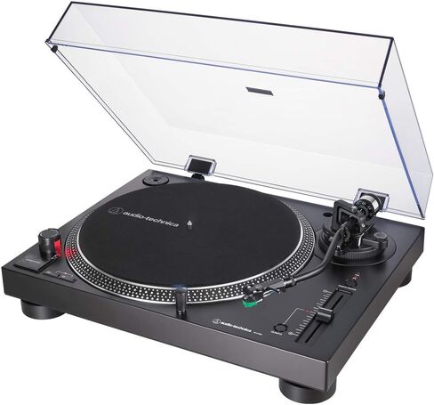 Audio-Technica AT-LP120XUSB-BK القرص الدوار ذو المحرك المباشر التناظري وUSB، حزمة سوداء مع Deco Gear Universal 12 بوصة من مطاط السيليكون القرص الدوار in Kuwait