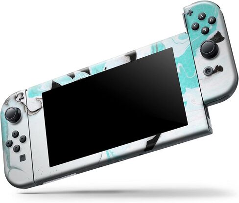 Design Skinz - Compatible with Nintendo Switch OLED Dock Only - Skin Decal Protective Scratch-Resistant Removable Vinyl Wrap Cover - Black and Teal Textured Marble in Kuwait