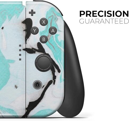 Design Skinz - Compatible with Nintendo Switch OLED Dock Only - Skin Decal Protective Scratch-Resistant Removable Vinyl Wrap Cover - Black and Teal Textured Marble in Kuwait