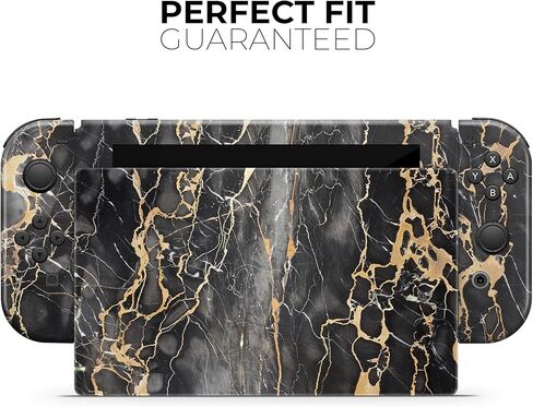 Design Skinz - Compatible with Nintendo Switch OLED Dock Only - Skin Decal Protective Scratch-Resistant Removable Vinyl Wrap Cover - Black and Gold Marble Surface in Kuwait