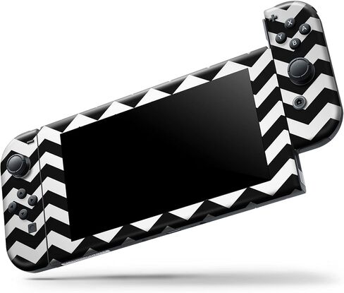 Design Skinz - Compatible with Nintendo Switch OLED Console Bundle - Skin Decal Protective Scratch-Resistant Removable Vinyl Wrap Cover - Black & White Chevron Pattern V2 in Kuwait