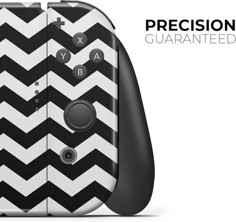 Design Skinz - Compatible with Nintendo Switch OLED Console Bundle - Skin Decal Protective Scratch-Resistant Removable Vinyl Wrap Cover - Black & White Chevron Pattern V2 in Kuwait