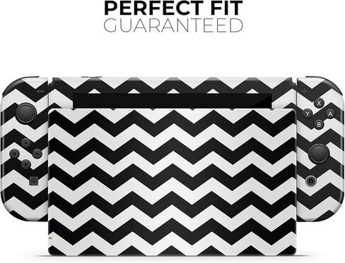Design Skinz - Compatible with Nintendo Switch OLED Console Bundle - Skin Decal Protective Scratch-Resistant Removable Vinyl Wrap Cover - Black & White Chevron Pattern V2 in Kuwait