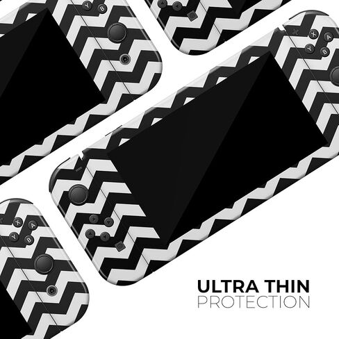 Design Skinz - Compatible with Nintendo Switch OLED Console Bundle - Skin Decal Protective Scratch-Resistant Removable Vinyl Wrap Cover - Black & White Chevron Pattern V2 in Kuwait