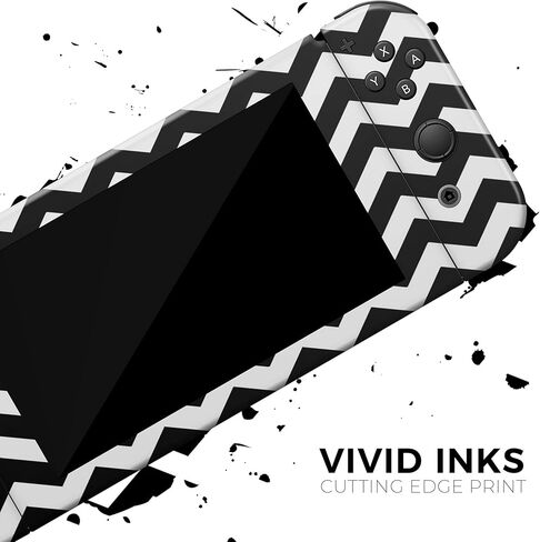 Design Skinz - Compatible with Nintendo Switch OLED Console Bundle - Skin Decal Protective Scratch-Resistant Removable Vinyl Wrap Cover - Black & White Chevron Pattern V2 in Kuwait