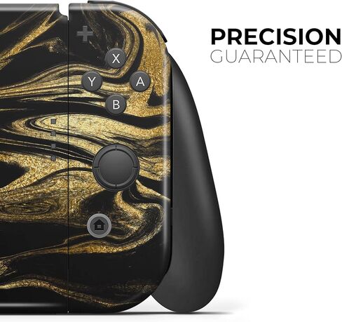 Design Skinz - Compatible with Nintendo Switch OLED Dock Only - Skin Decal Protective Scratch-Resistant Removable Vinyl Wrap Cover - Black & Gold Marble Swirl V7 in Saudi Arabia
