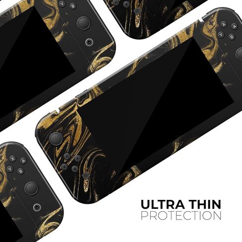 Design Skinz - Compatible with Nintendo Switch OLED Dock Only - Skin Decal Protective Scratch-Resistant Removable Vinyl Wrap Cover - Black & Gold Marble Swirl V7 in Saudi Arabia