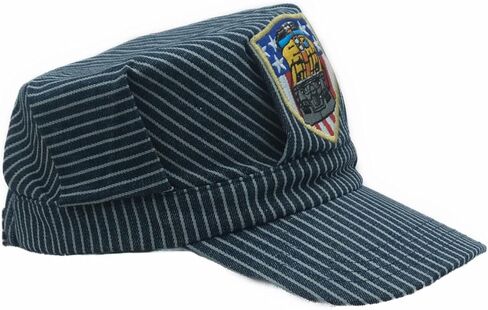 Young Boys Choo Choo Train Embroidered Steam Engine Train Engineer Hat with ITrains Navy/White in Saudi Arabia