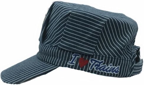 Young Boys Choo Choo Train Embroidered Steam Engine Train Engineer Hat with ITrains Navy/White in Saudi Arabia