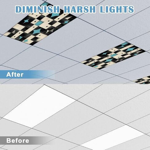 4 Pack Fluorescent Light Covers for Ceiling Lights Set Symmetrical Round Snowflakes White Snowflakes Blue Decorative Magnetic Fluorescent Light Filters for Classroom Office Home 4x2 ft in Saudi Arabia