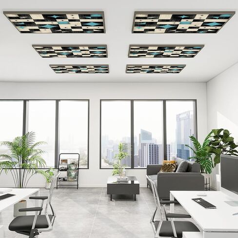 4 Pack Fluorescent Light Covers for Ceiling Lights Set Symmetrical Round Snowflakes White Snowflakes Blue Decorative Magnetic Fluorescent Light Filters for Classroom Office Home 4x2 ft in Saudi Arabia