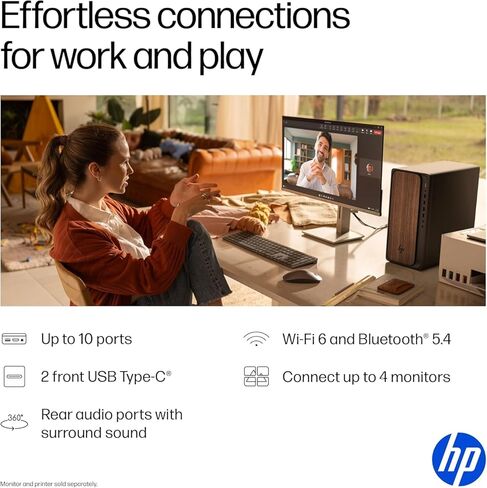 HP OmniDesk M03 Business Next Gen AI PC Desktop, Intel Core Ultra 5-225 Processor (10 Cores, Up to 4.9GHz), 32GB DDR5 RAM, 1TB SSD, USB-C, Wi-Fi 6, HDMI+DP Dual Monitor Support, Windows 11 Pro in Saudi Arabia