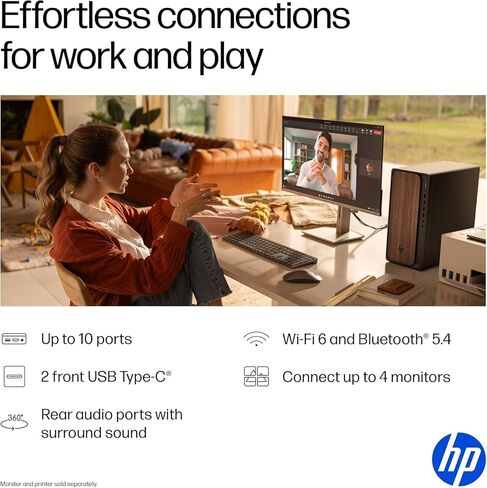 HP OmniDesk M03 Business Next Gen AI PC Desktop, Intel Core Ultra 5-225 Processor (10 Cores, Up to 4.9GHz), 32GB DDR5 RAM, 1TB SSD, USB-C, Wi-Fi 6, HDMI+DP Dual Monitor Support, Windows 11 Pro in Saudi Arabia