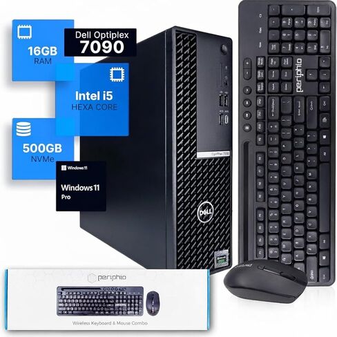 كمبيوتر مكتبي Dell OptiPlex 7090، Intel Core i5-10500 6-Core 3.1 جيجا هرتز (حتى 4.5 جيجا هرتز)، ذاكرة الوصول العشوائي 16 جيجا، 500 جيجا NVMe + 1 تيرابايت SSD، WiFi + BT، منفذ عرض مزدوج، لوحة مفاتيح لاسلكية + ماوس، Windows 11 Pro (متجدد) in Kuwait