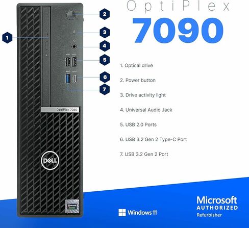كمبيوتر مكتبي Dell OptiPlex 7090، Intel Core i5-10500 6-Core 3.1 جيجا هرتز (حتى 4.5 جيجا هرتز)، ذاكرة الوصول العشوائي 16 جيجا، 500 جيجا NVMe + 1 تيرابايت SSD، WiFi + BT، منفذ عرض مزدوج، لوحة مفاتيح لاسلكية + ماوس، Windows 11 Pro (متجدد) in Kuwait