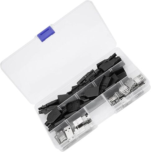 plplaaoo USB Connector Plug Socket Adapter 20PCS Set Type A 2.0 Male Female 4 Pin Gold Contacts DIY USB Cables Computer Accessories Black Plastic Shell in Saudi Arabia