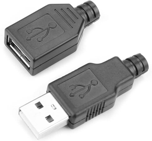 plplaaoo USB Connector Plug Socket Adapter 20PCS Set Type A 2.0 Male Female 4 Pin Gold Contacts DIY USB Cables Computer Accessories Black Plastic Shell in Saudi Arabia