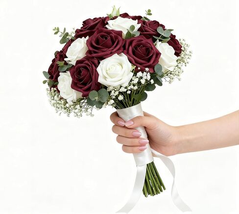 Artificial Flowers Real Looking Rose 25pcs Foam Rose with Stems Eternal Fake Rose for Wedding Home Decor Bridal Shower DIY Decoration Table Centerpieces, Floral Arrangements, Ivory in Saudi Arabia
